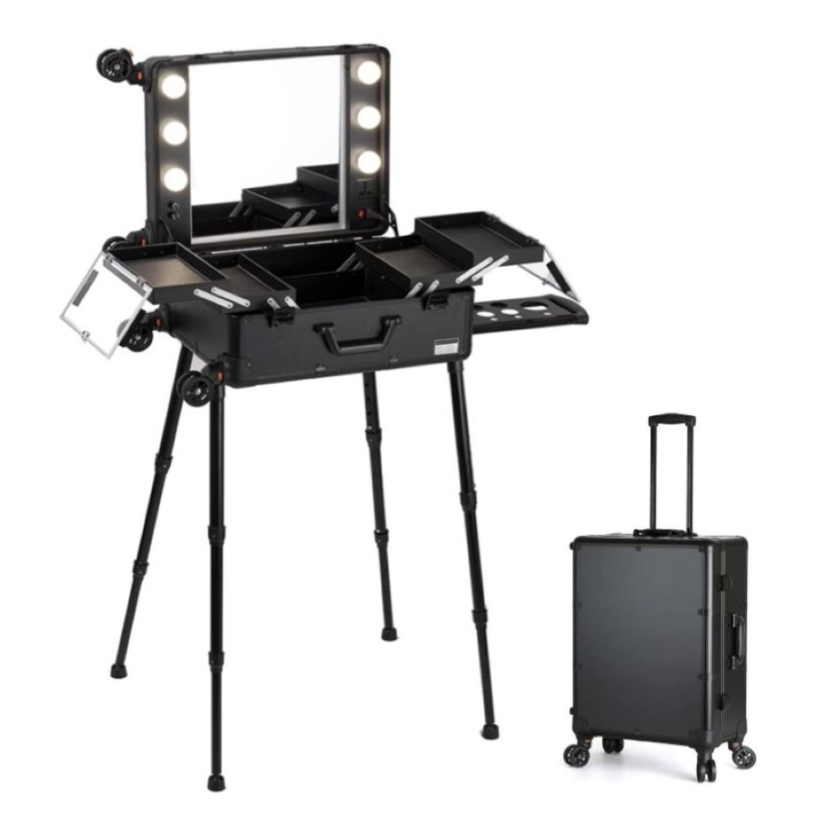 ZHOPI CO - Maleta Mesa De Manicura Plegable Con Ruedas Luces Led