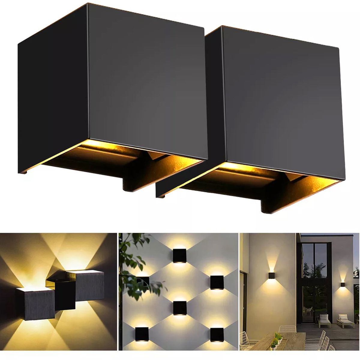 ONE PIXEL - Lamparas De Pared Interior Luz Impermeable Exterior 2pc