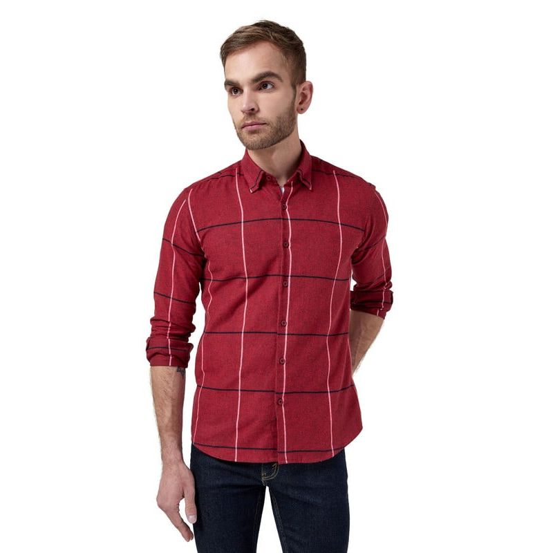 LOS CABALLEROS - Camisa leñadora roja con cuadros blancos Los Caballeros