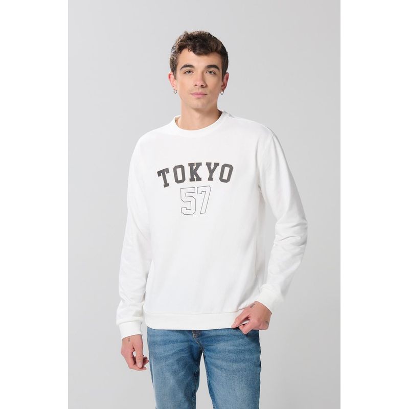 KOAJ - KOAJ Buzo cuello redondo unicolor con estampado en frente esti HOMBRE