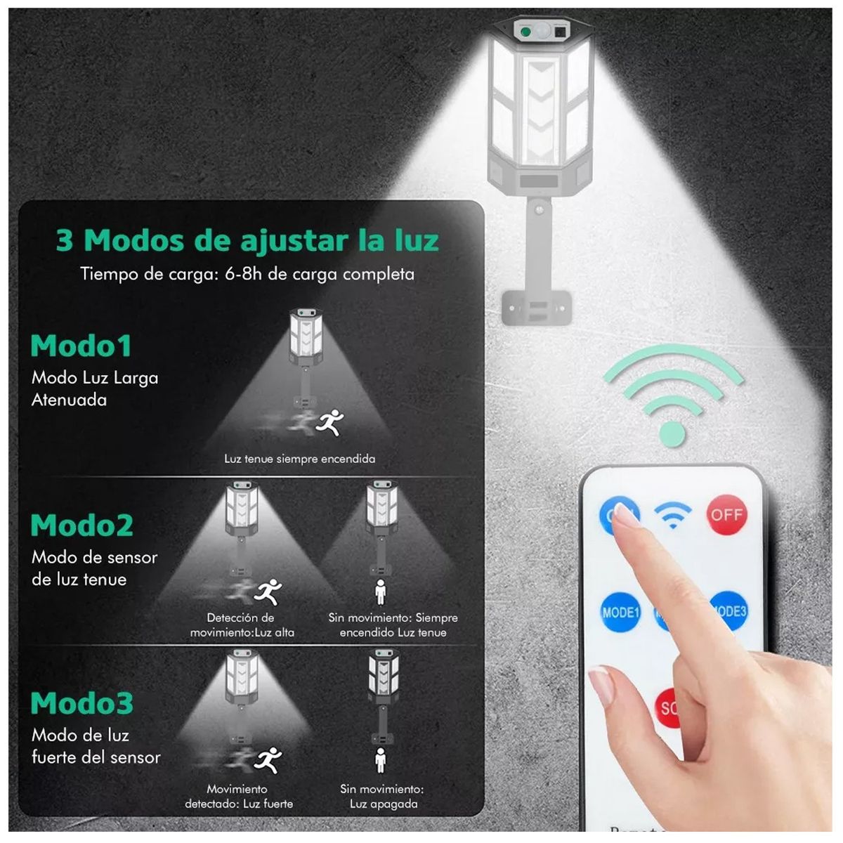 ONE PIXEL - Lámpara Solar Exterior Pared Flexible Luz Impermeable 60w 2 Pcs