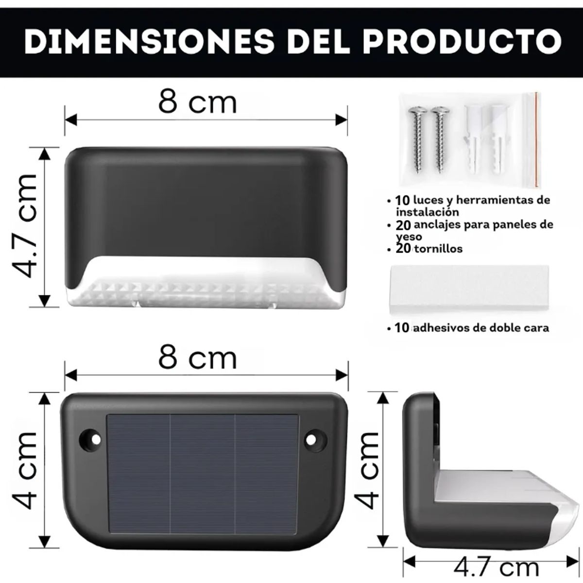 GENERICO - Luces solares de cubierta para exteriores x 10 unidades