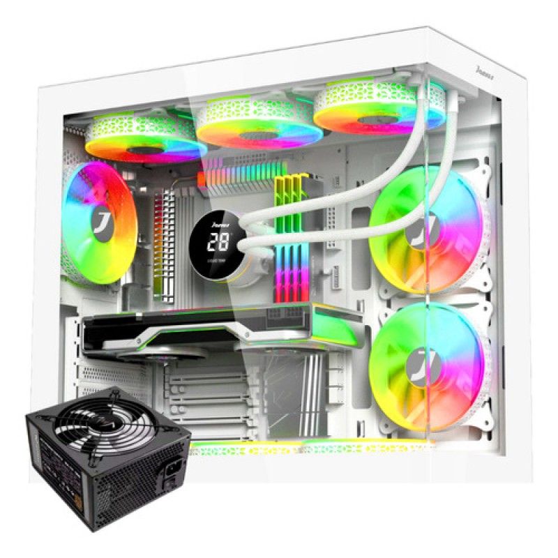 JANUS - Caja Chasis Atx Gamer Janus V900 Para Pc Blanca 3 Cooler