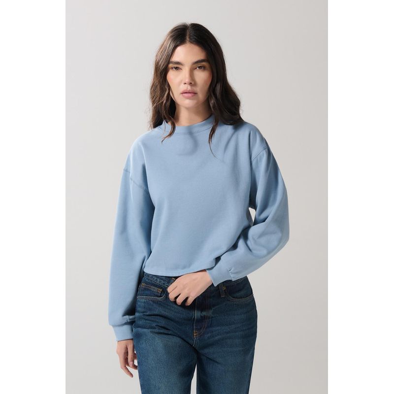 KOAJ - KOAJ Buzo crop top azul claro con cuello redondo MUJER