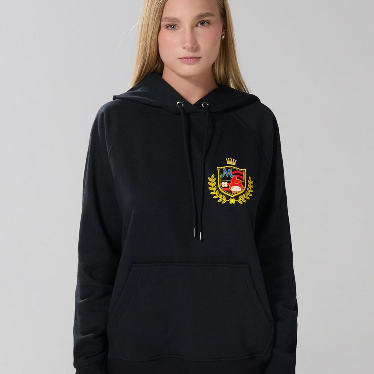 KOAJ - KOAJ Buzo negro con capota, arte de Hello Kitty y manga ran Mujer