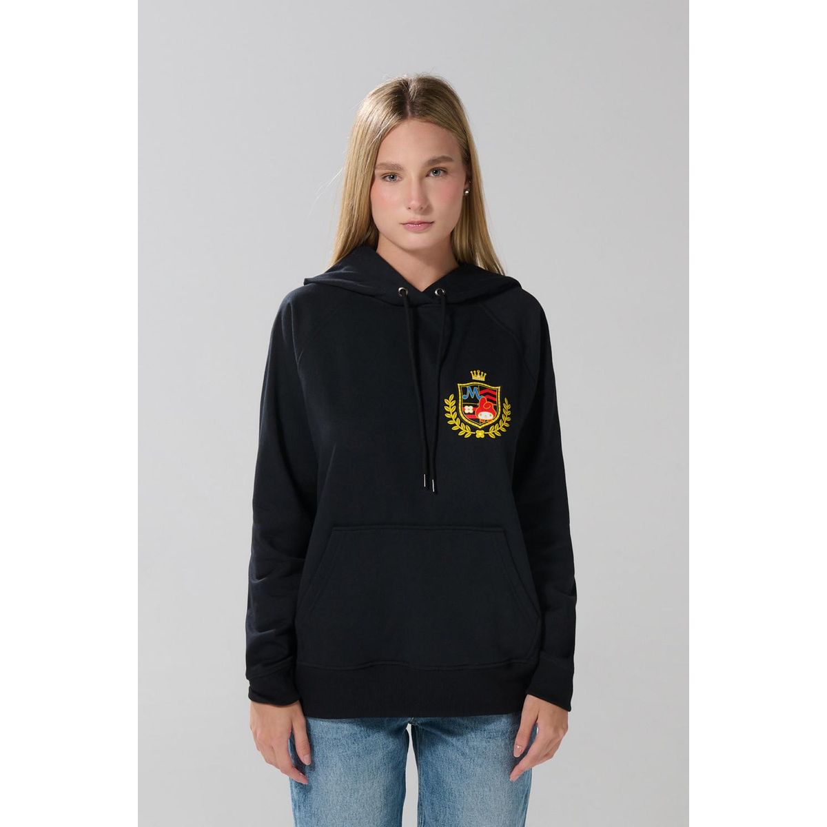 KOAJ - KOAJ Buzo negro con capota, arte de Hello Kitty y manga ran Mujer