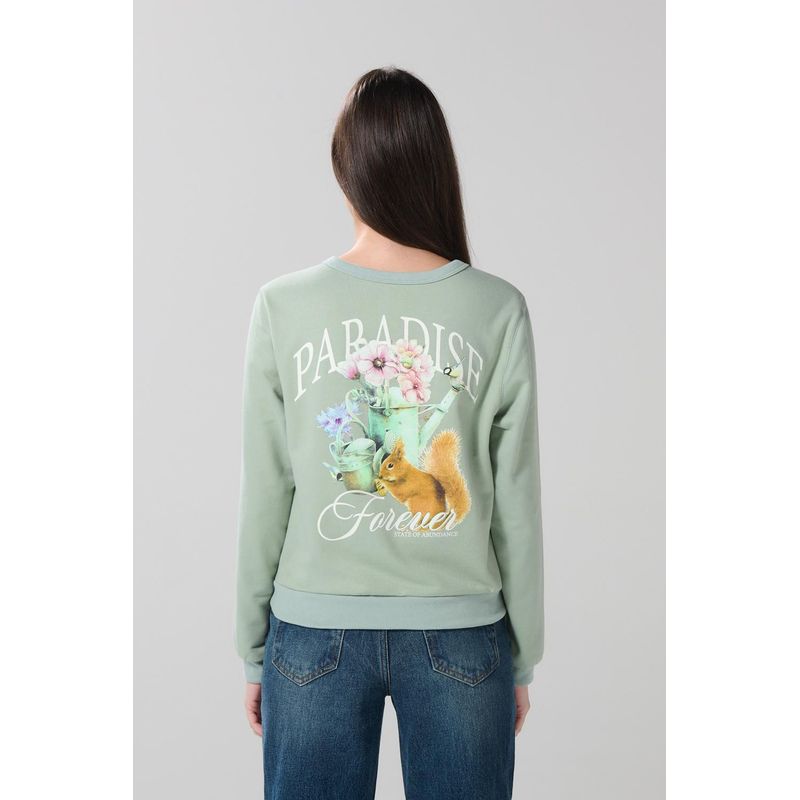 KOAJ - KOAJ Buzo cuello redondo para mujer, con estampado en frente MUJER