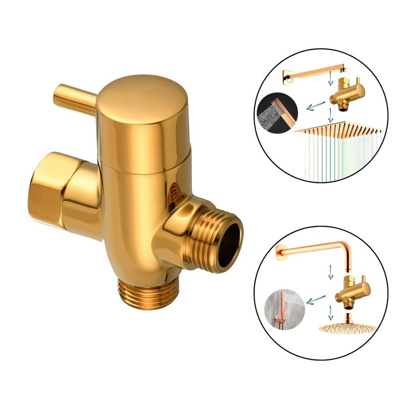 GENERICO - Desviador Derivador para Ducha Teléfono - Dorado Metálico
