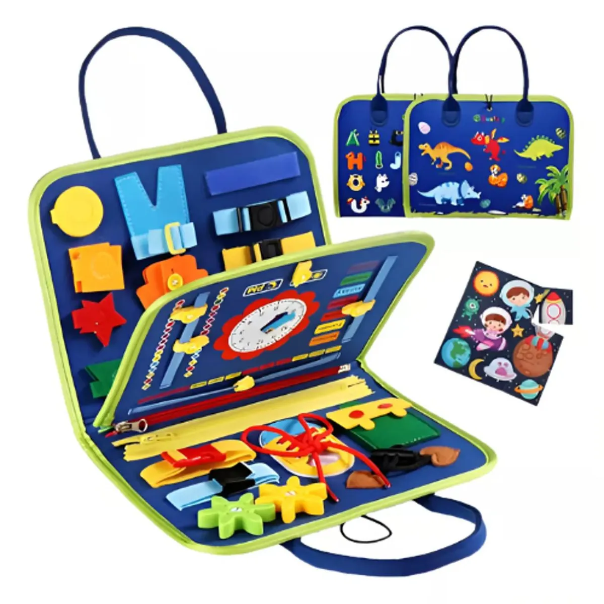 GENERICO - Libro de actividades sensoriales Busy Book Montessori Azul