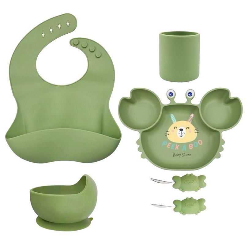 GENERICO - Set De Alimentación Complementaria Cangrejo Verde Menta