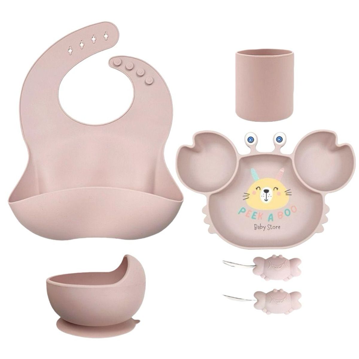 GENERICO - Set De Alimentación Complementaria Cangrejo Rosado