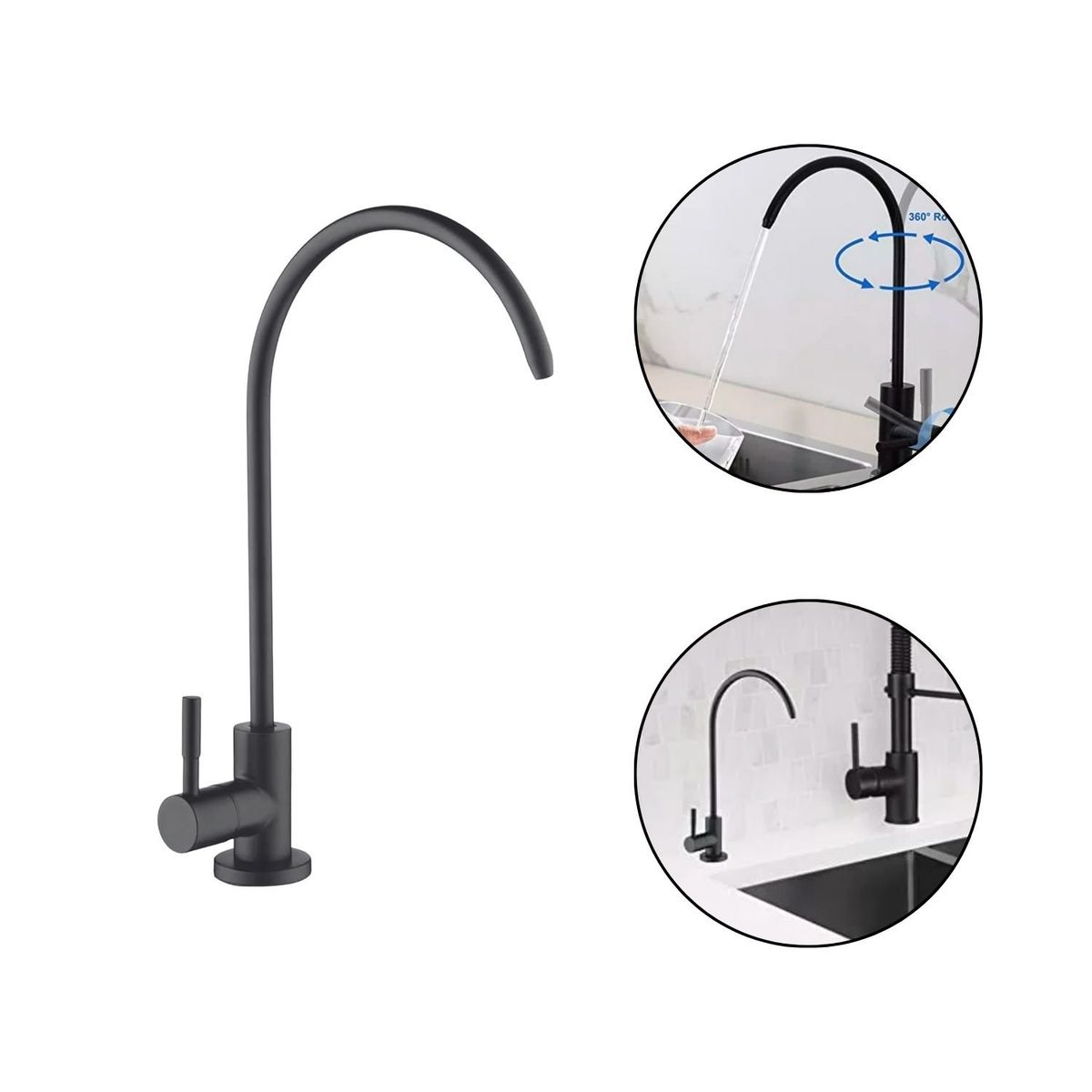 GENERICO - Llave para Filtro de Agua - Negro Mate -ACERO SUS304