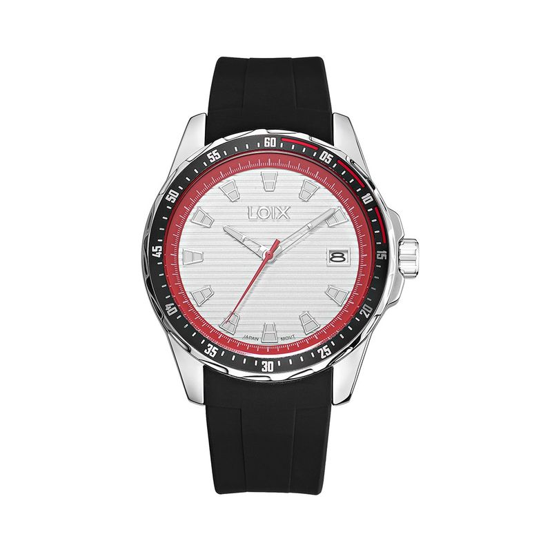 LOIX - Reloj  Hombre L2136-2 Negro con plateado bisel negro, tablero blanco