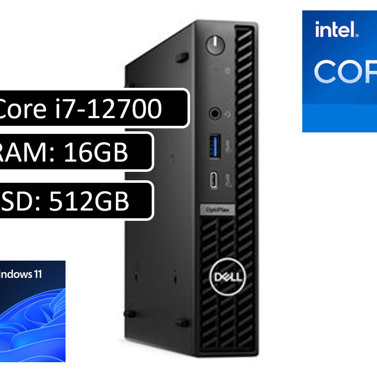 DELL - PC DELL OPTIPLEX SFF -CORE I7 12700 -16GB DDR5 -512GB SSD + MONITOR 21,5"-WIN11