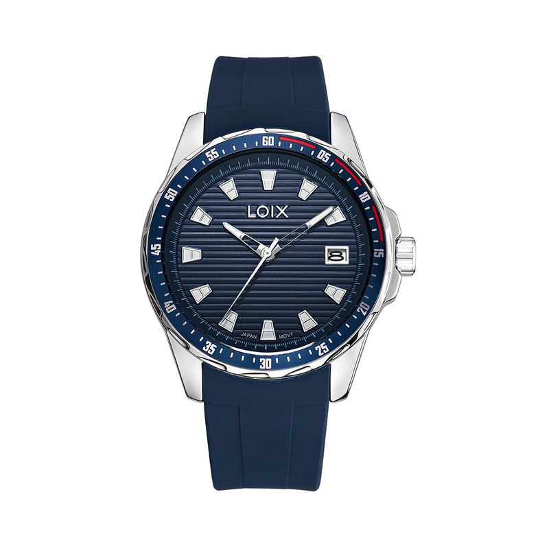 LOIX - Reloj  Hombre L2136-3 Azul con plateado bisel azul, tablero azul