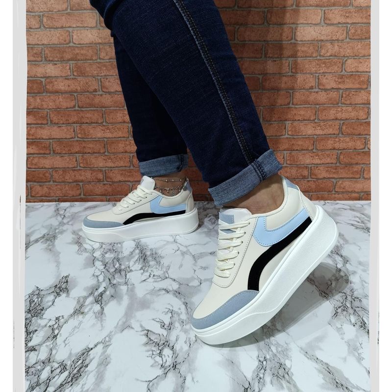 URBAN PLUS - TENIS PARA MUJER BEIGE AZUL