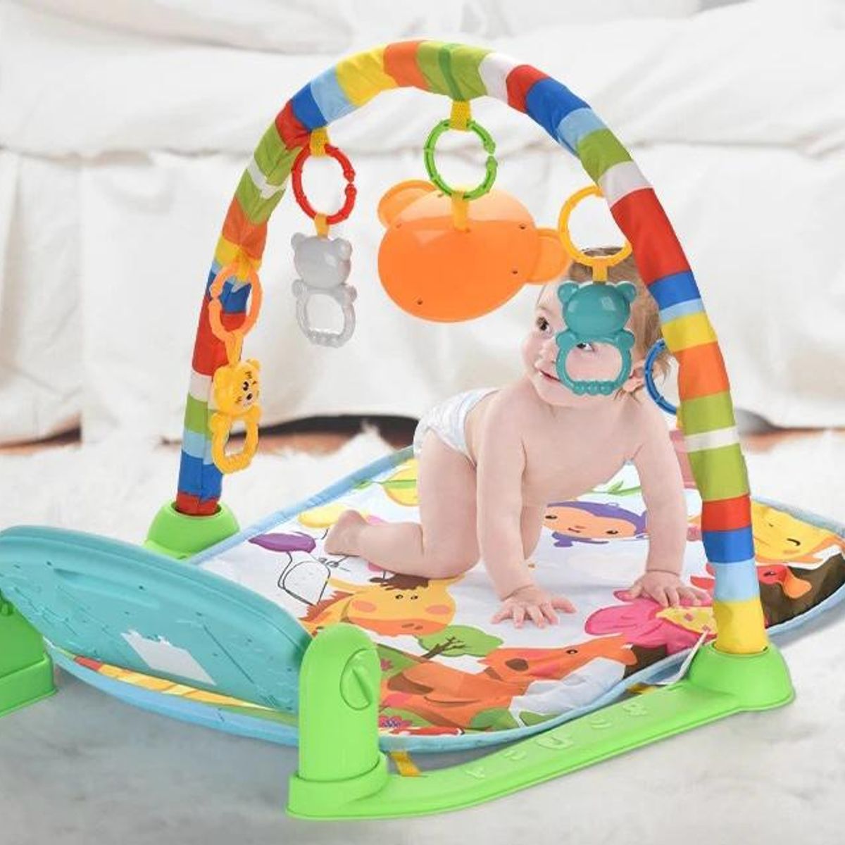 GENERICO - Gimnasio Musical Para Bebé Con Piano y Tapete Nuevo Azul