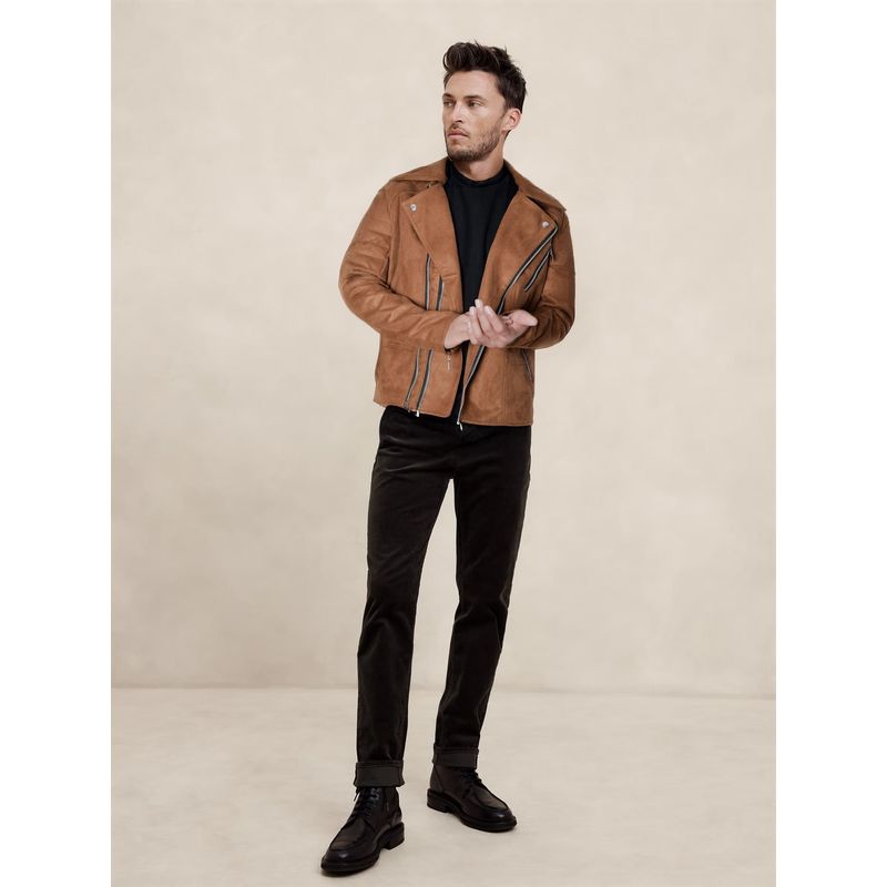 007PLUS - Chaqueta en gamuza color miel para hombre