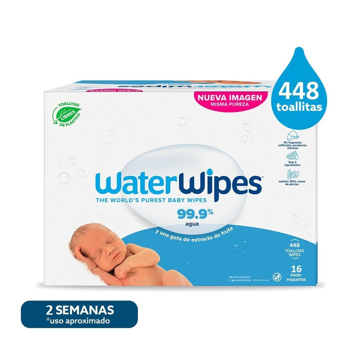 WATER WIPES - TOALLITAS HÚMEDAS WATERWIPES x 448 UND (16 paq × 28 ud)