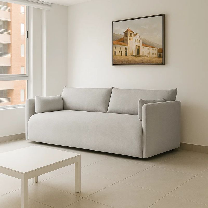 GENERICO - Sofá Snop 2 Puestos Moderno Gris Moderno Elegante Tela Antifluidos 178x90x75 Gris