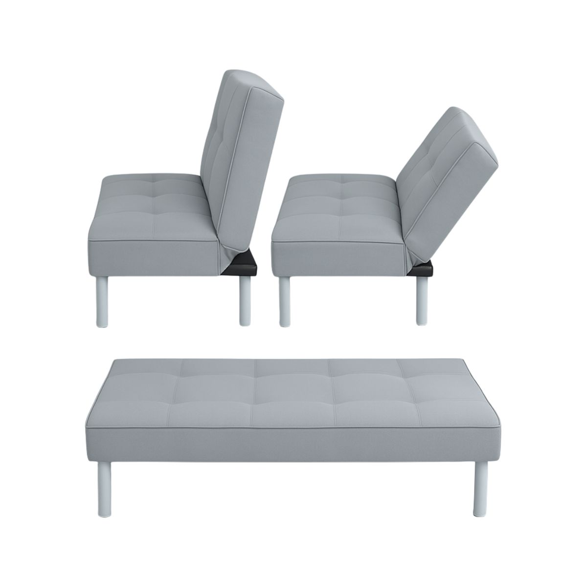 GENERICO - Sofá Bruselas 2 Puestos Moderno Tela Antifluidos 160x70x80 Gris