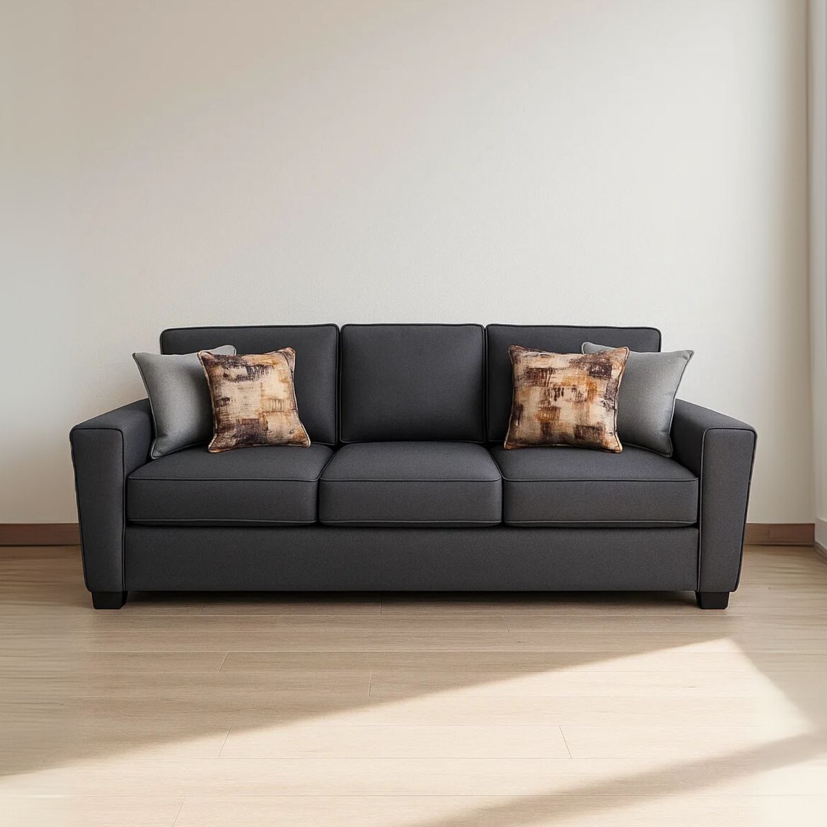 GENERICO - Sofá Peña 3 Puestos Moderno Tela Antifluidos 220x95x90 Gris