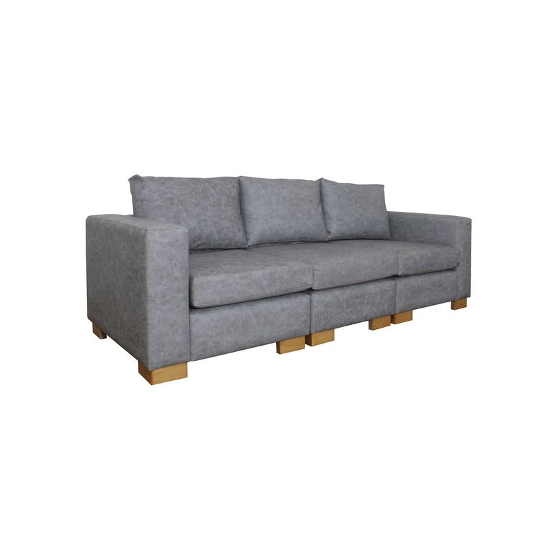 GENERICO - Sofá Grober 3 Puestos Moderno Tela pet friendly Antifluidos 230x90x90 Gris