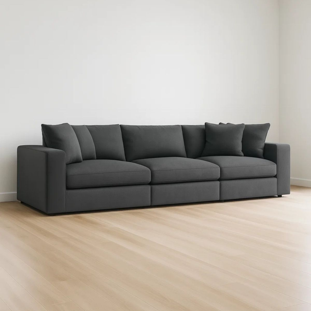 GENERICO - Sofá Emperador 4 Puestos Moderno Tela Antifluidos 300x95x85 Gris