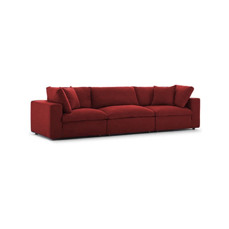 GENERICO - Sofá Emperador 4 Puestos Moderno Tela Antifluidos 300x95x85 Rojo