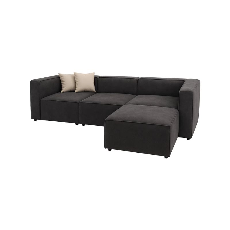GENERICO - Sofá Ámsterdam 4 Puestos Moderno Tela Antifluidos 241x85x70 Gris