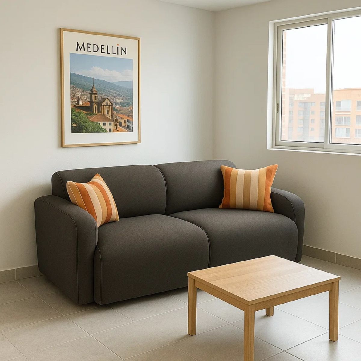 GENERICO - Sofá Hung 2 Puestos Moderno Tela Antifluidos 167x93x70 Gris