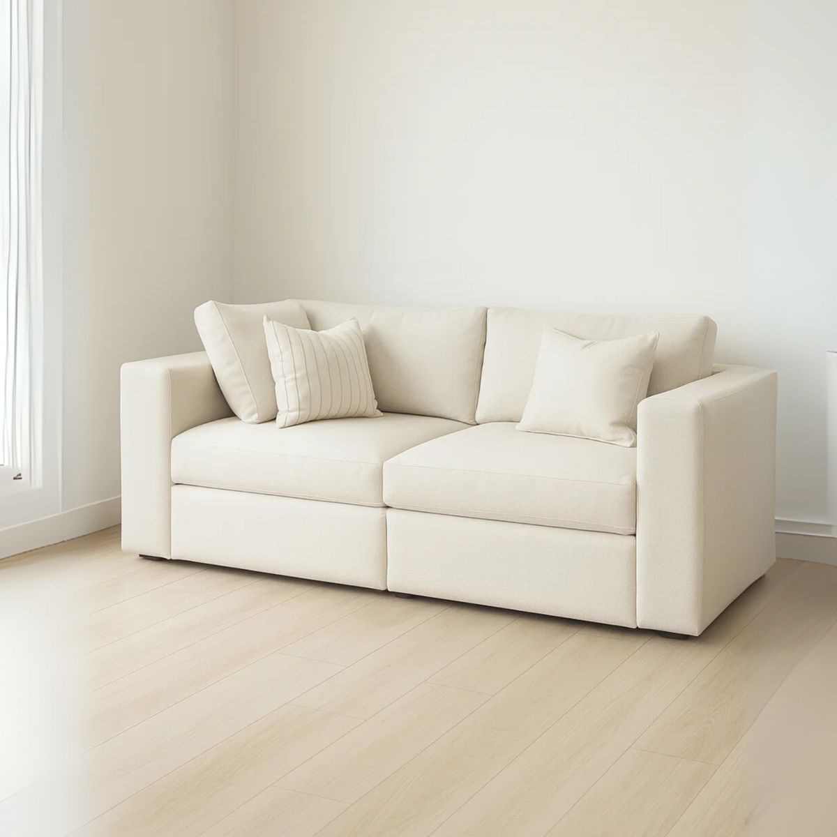 GENERICO - Sofá Emperador 3 Puestos Moderno Tela pet friendly Antifluidos 200x95x81 Blanco