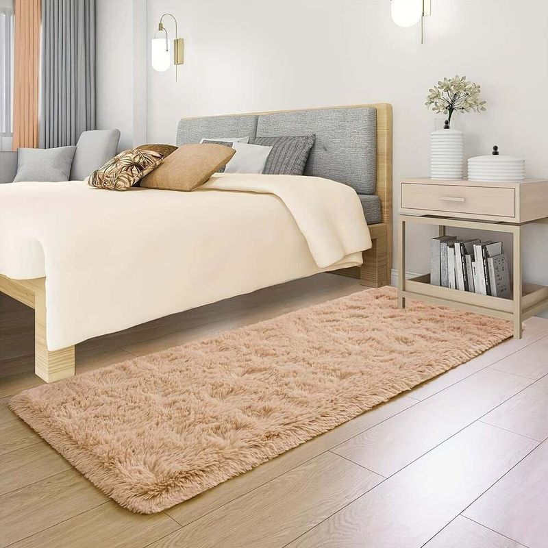 MITAPETE COM - Tapete Alfombra Camino Peludo Antideslizante 50 X 180cms Marron Claro