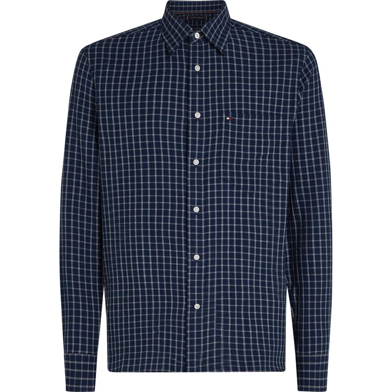 TOMMY HILFIGER - Camisa azul oscuro de corte regular con diseño de cuadros Tommy Hilfiger