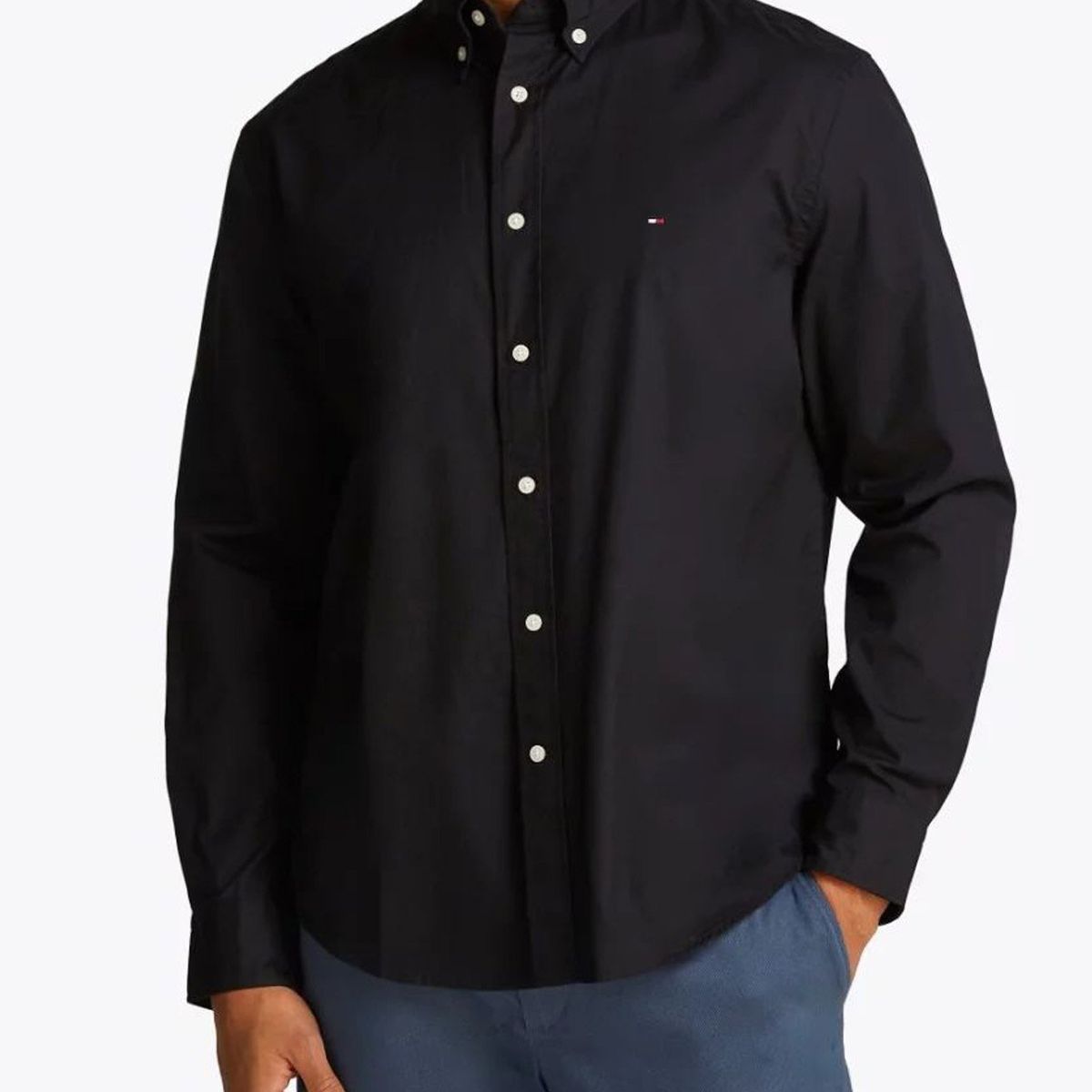 TOMMY HILFIGER - Camisa negra Flex Poplin Tommy Hilfiger