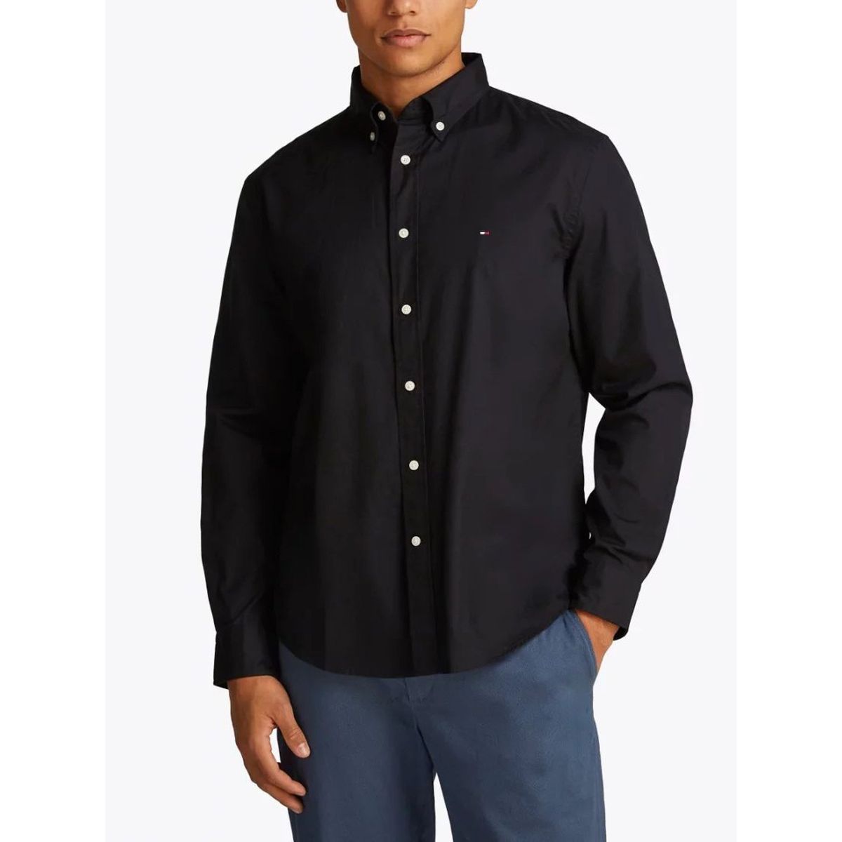 TOMMY HILFIGER - Camisa negra Flex Poplin Tommy Hilfiger
