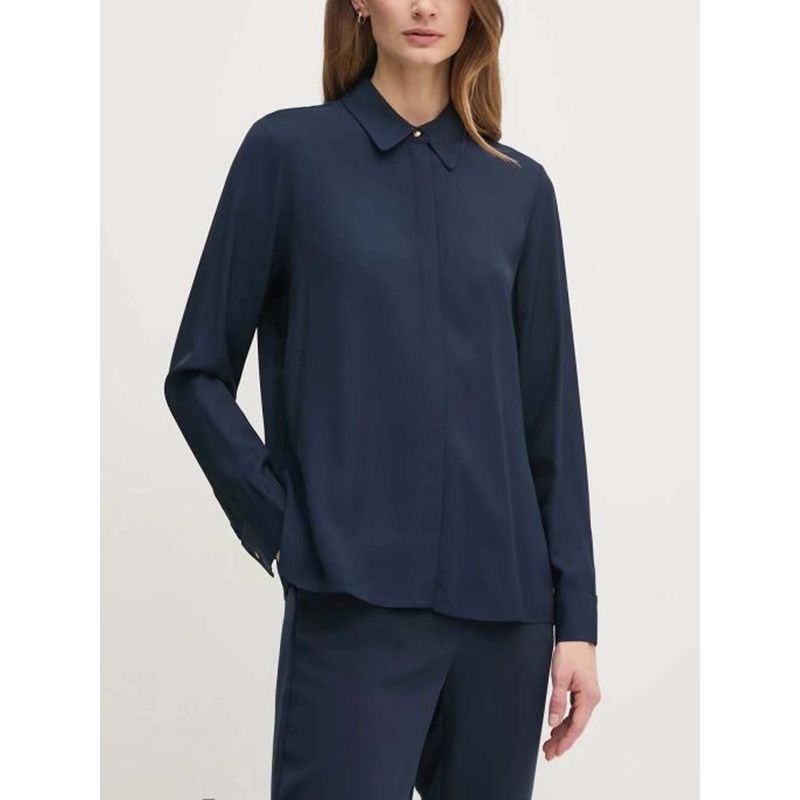 TOMMY HILFIGER - Camisa azul de corte amplio y Tapeta oculta Tommy Hilfiger
