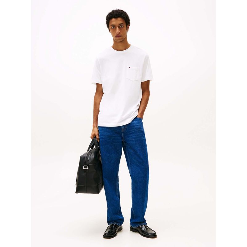 TOMMY HILFIGER - Camiseta blanca de cuello redondo con bolsillo Tommy Hilfiger
