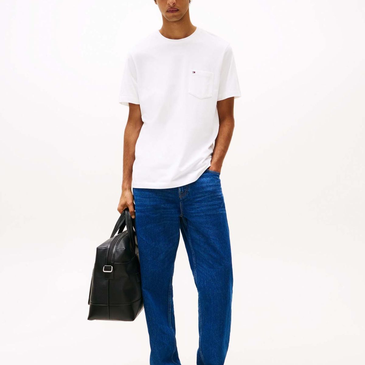 TOMMY HILFIGER - Camiseta blanca de cuello redondo con bolsillo Tommy Hilfiger