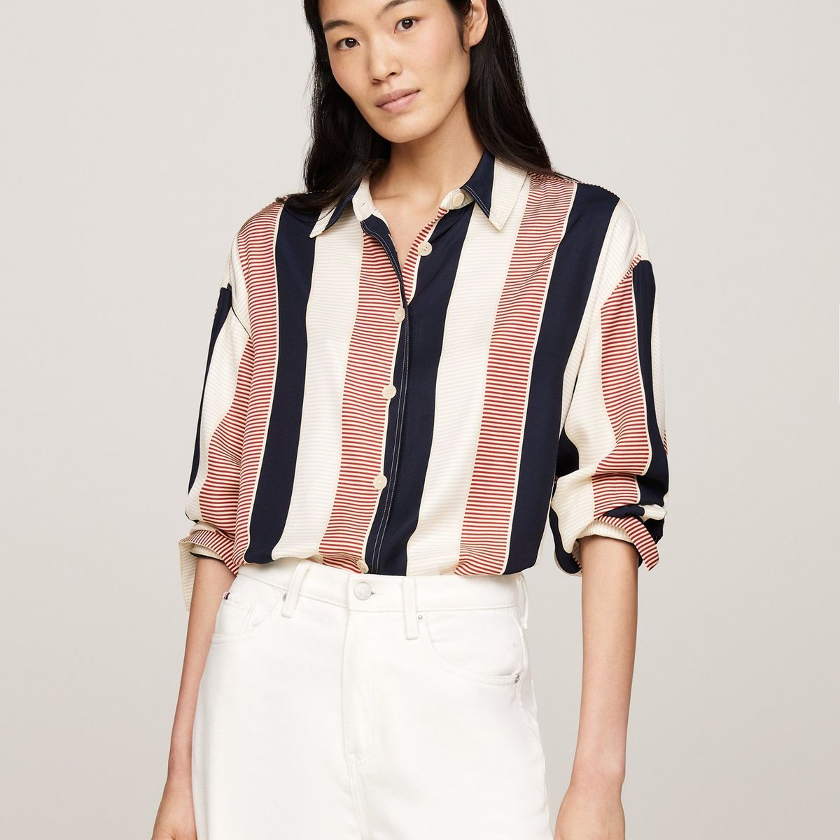 TOMMY HILFIGER - Camisa multicolor oversize con logo metálico Tommy Hilfiger