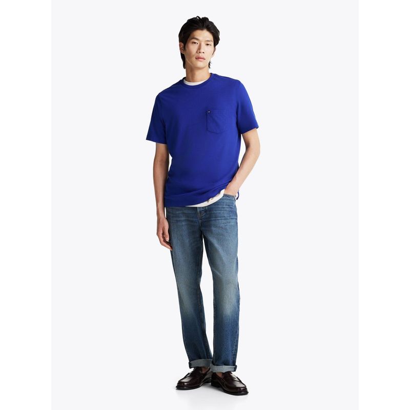 TOMMY HILFIGER - Camiseta azul de cuello redondo con bolsillo Tommy Hilfiger
