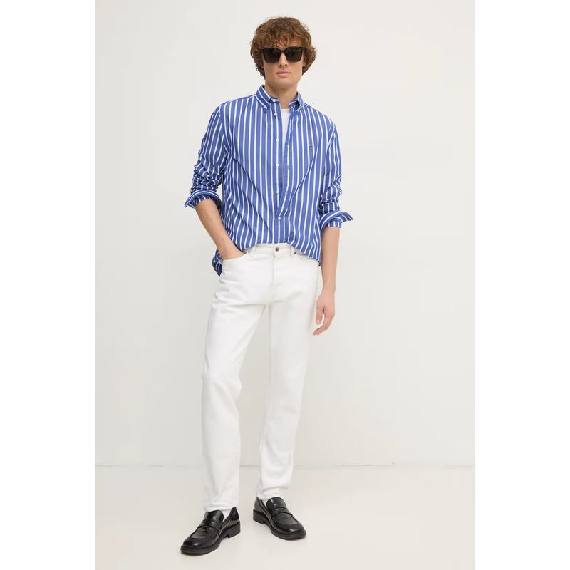 TOMMY HILFIGER - Camisa azul TH Flex regular de rayas marineras Tommy Hilfiger