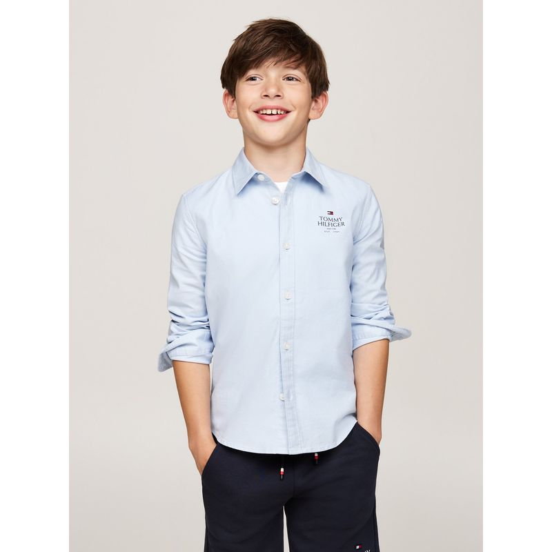 TOMMY HILFIGER - Camisa Celeste Niño Oxford Corte Regular Tommy Hilfiger