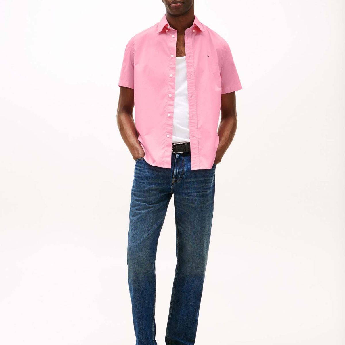 TOMMY HILFIGER - Camisa rosa poplin solida Tommy Hilfiger