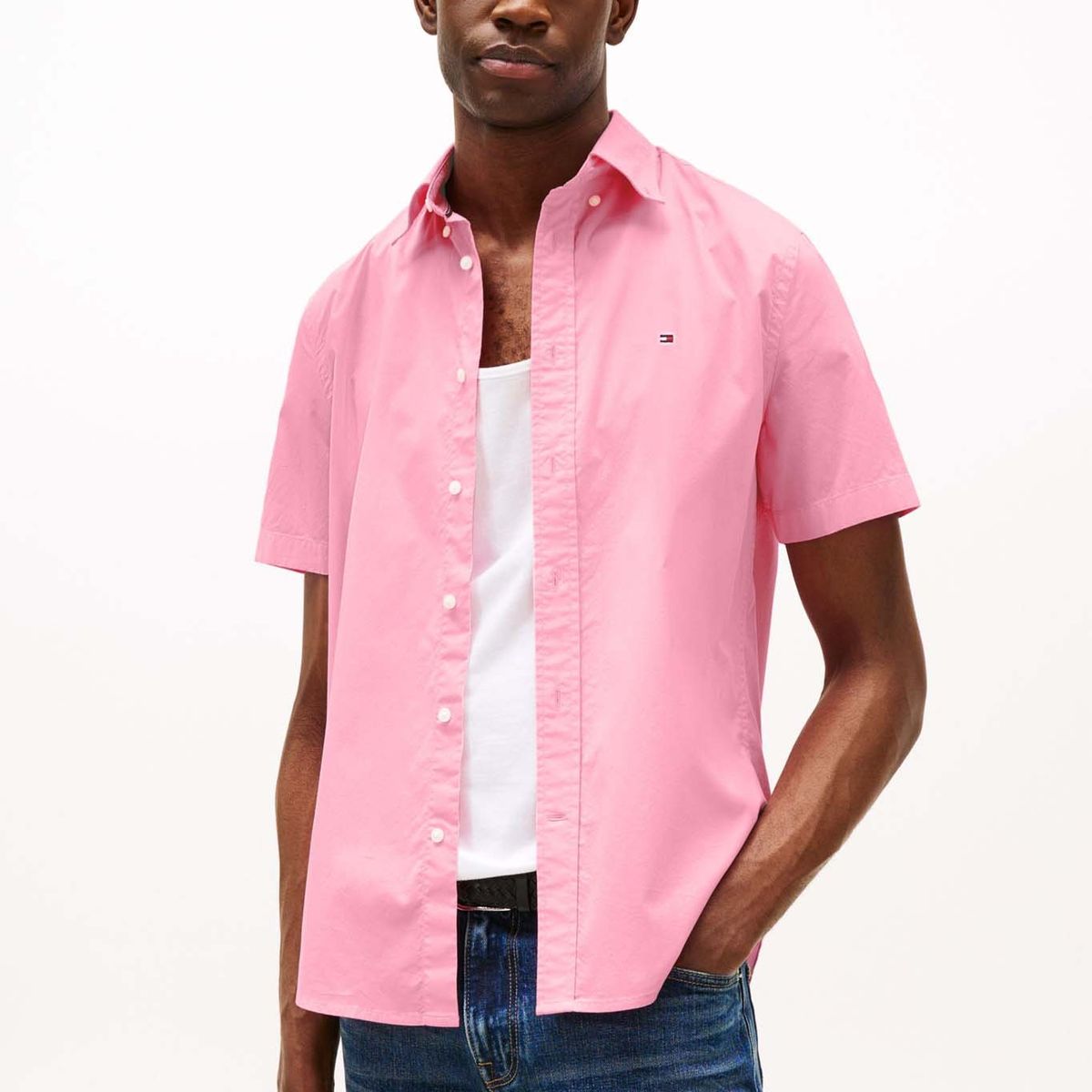TOMMY HILFIGER - Camisa rosa poplin solida Tommy Hilfiger