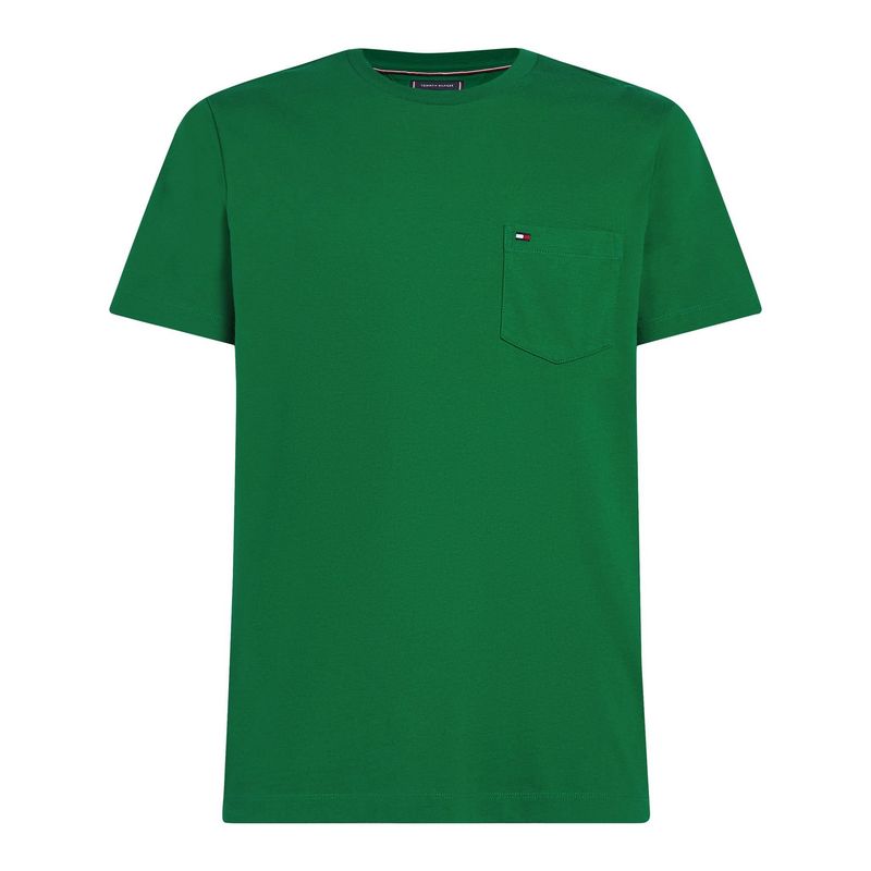 TOMMY HILFIGER - Camiseta verde de cuello redondo con bolsillo Tommy Hilfiger