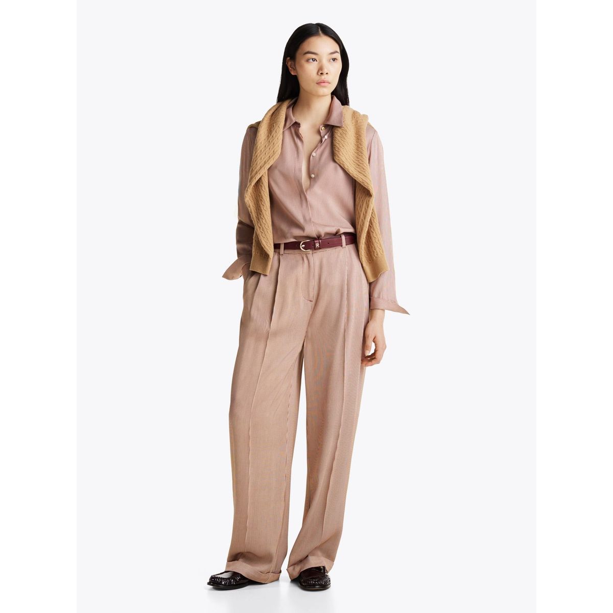 TOMMY HILFIGER - Camisa beige estampada de corte regular Tommy Hilfiger