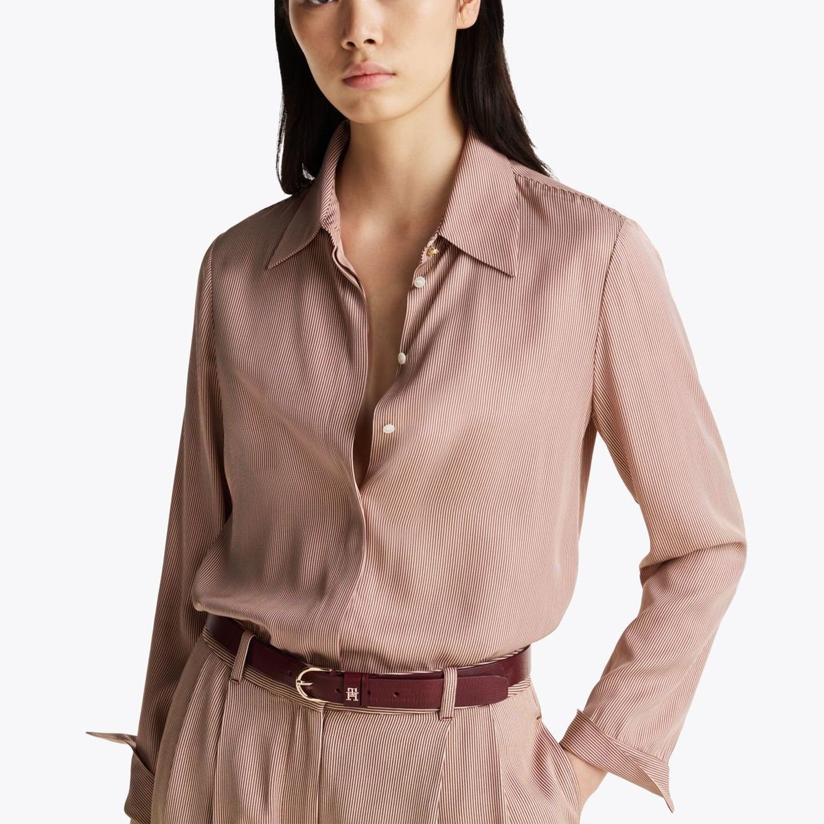 TOMMY HILFIGER - Camisa beige estampada de corte regular Tommy Hilfiger