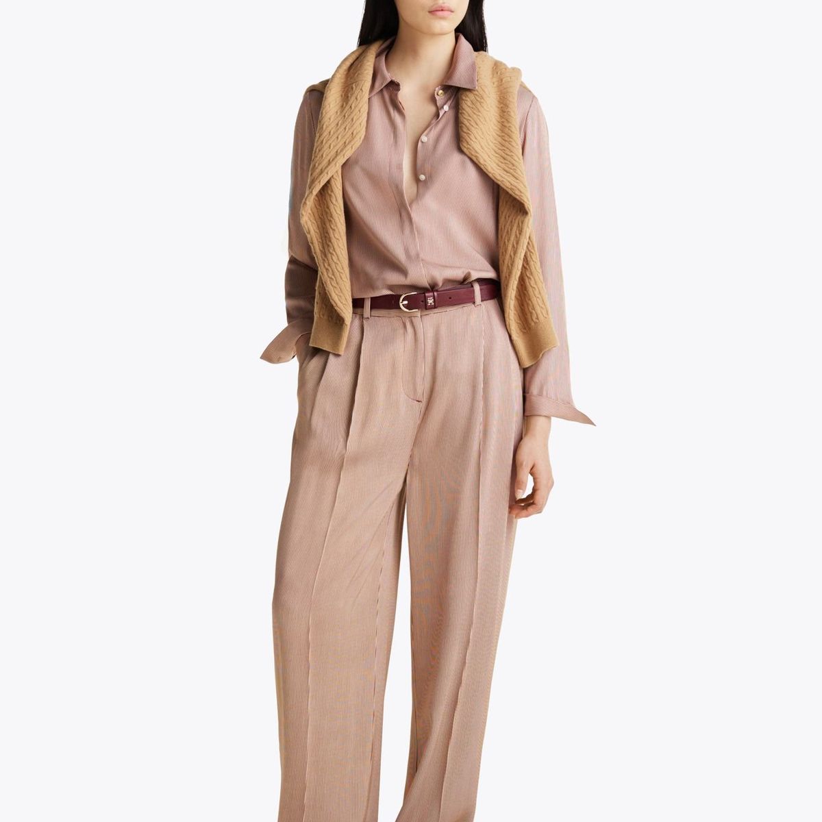 TOMMY HILFIGER - Camisa beige estampada de corte regular Tommy Hilfiger