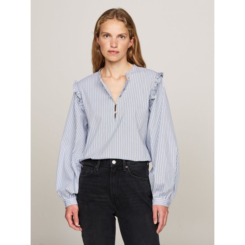 TOMMY HILFIGER - Blusa celeste de corte amplio con volantes Tommy Hilfiger